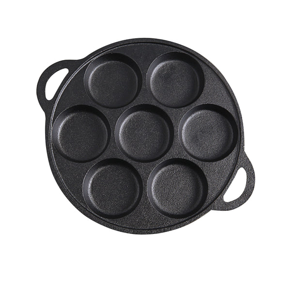 NNEAGS 31.5cm Cast Iron Takoyaki Fry Pan Octopus Balls Maker 7 Hole Cavities Grill Mold