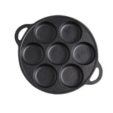 NNEAGS 31.5cm Cast Iron Takoyaki Fry Pan Octopus Balls Maker 7 Hole Cavities Grill Mold