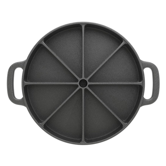NNEAGS 21.5CM Round Cast Iron Baking Wedge Pan Cornbread Cake 8-Slice Baking Dish with Handle