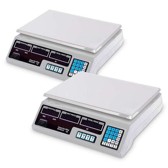 NNEAGS 2X 40kg Digital Kitchen Scales Shop Electronic Weight Scale Food White