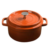 NNEAGS Cast Iron 26cm Enamel Porcelain Stewpot Casserole Stew Cooking Pot With Lid 5L Orange