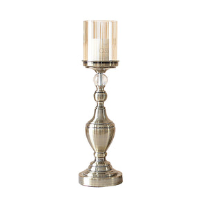 NNEAGS 43.3cm Glass Candlestick Candle Holder Stand Pillar Glass/Iron Metal
