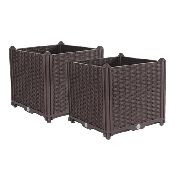 NNEAGS 2X 40cm Raised Planter Box Vegetable Herb Flower Outdoor Plastic Plants Garden Bed