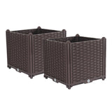 NNEAGS 2X 40cm Raised Planter Box Vegetable Herb Flower Outdoor Plastic Plants Garden Bed