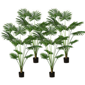 NNEAGS 4X 180cm Artificial Natural Green Fan Palm Tree Fake Tropical Indoor Plant Home Office Decor