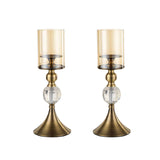 NNEAGS 2X 38cm Glass Candle Holder Candle Stand Glass/Metal