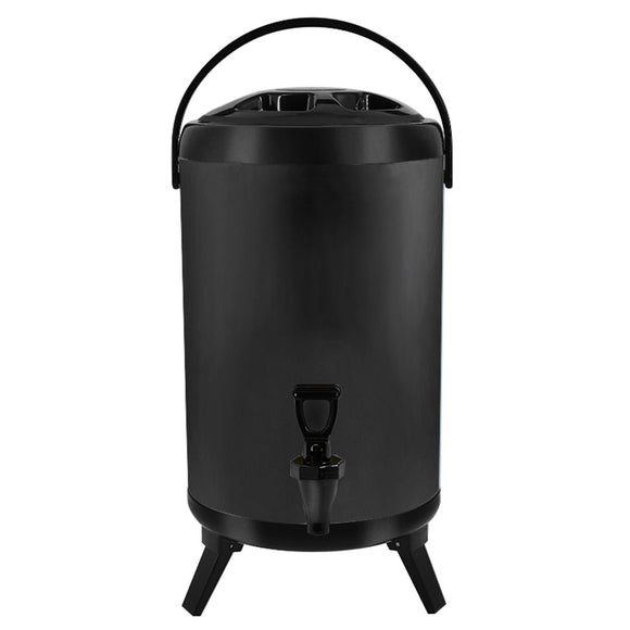 NNEAGS 14L Stainless Steel Insulated Milk Tea Barrel Hot and Cold Beverage Dispenser Container with Faucet Black