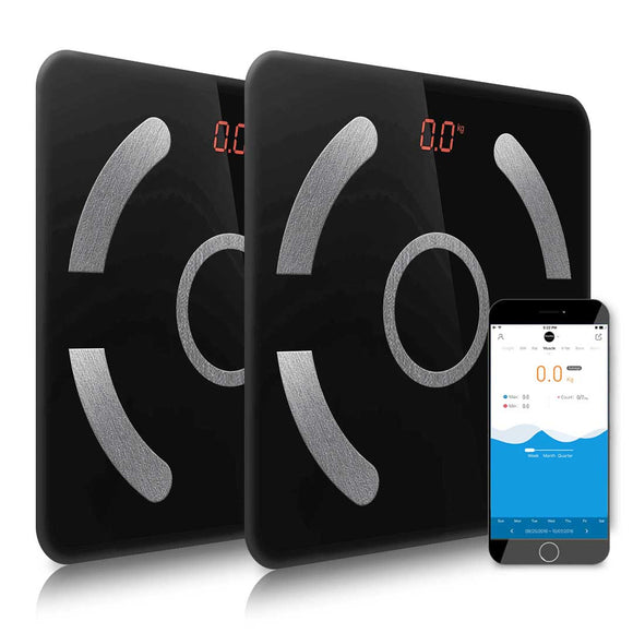 NNEAGS 2X Wireless Bluetooth Digital Body Fat Scale Bathroom Weighing Scales Health Analyzer Weight Black