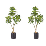 NNEAGS 2X 120cm Artificial Natural Green Schefflera Dwarf Umbrella Tree Fake Tropical Indoor Plant Home Office Decor