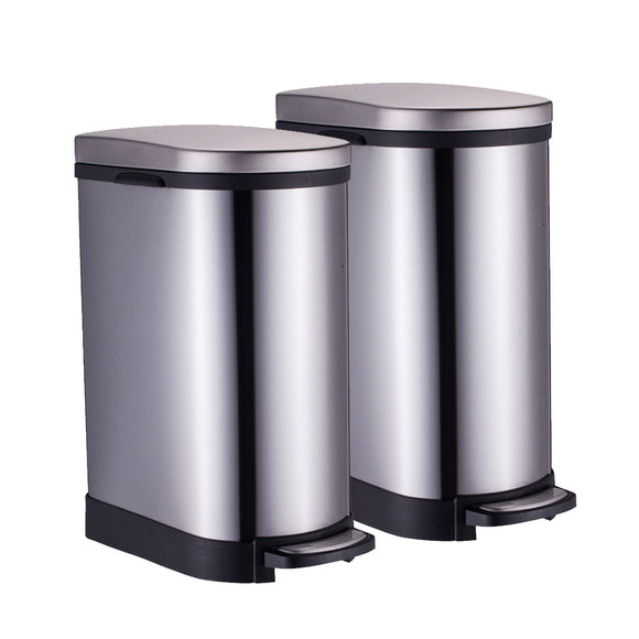 NNEAGS 2X Foot Pedal Stainless Steel Rubbish Recycling Garbage Waste Trash Bin 10L U