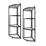 NNEAGS 2X 4 Tier Steel Triangular  Corner Stand Multi-Functional Shelves Portable Storage Organizer