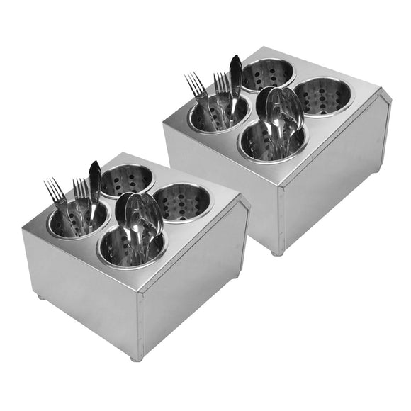 NNEAGS 2X 18/10 Stainless Steel Conical Utensils Square Cutlery Holder with 4 Holes
