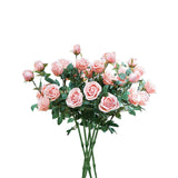 NNEAGS 8 Bunch Artificial Silk Rose 5 Heads Flower Fake Bridal Bouquet Table Decor Light Pink