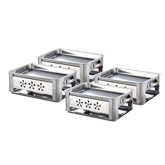 NNEAGS 4X 40CM Portable Stainless Steel Outdoor Chafing Dish BBQ Fish Stove Grill Plate