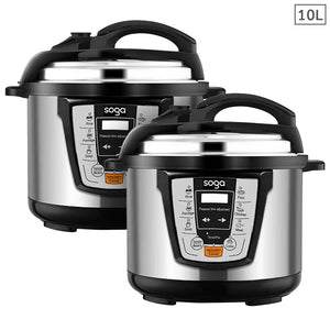 NNEAGS 2X Electric Stainless Steel Pressure Cooker 10L 1600W Multicooker 16