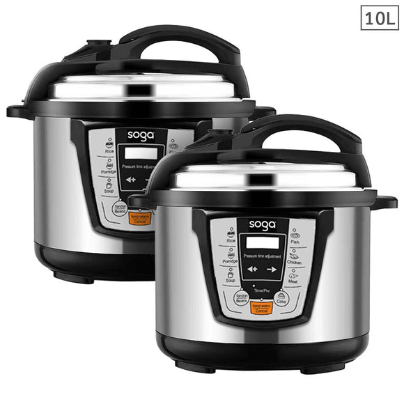 NNEAGS 2X Electric Stainless Steel Pressure Cooker 10L 1600W Multicooker 16