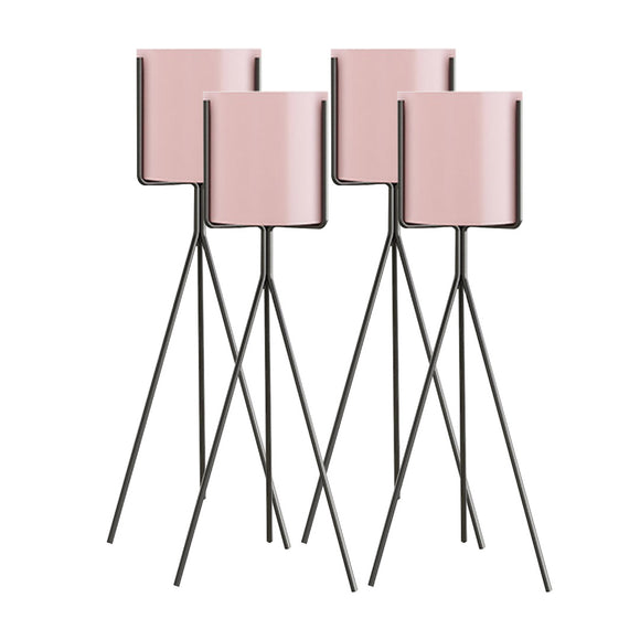 NNEAGS 4X 70cm Tripod Flower Pot Plant Stand with Pink Flowerpot Holder Rack Indoor Display