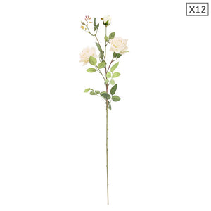 NNEAGS 12pcs Artificial Silk Flower Fake Rose Bouquet Table Decor White