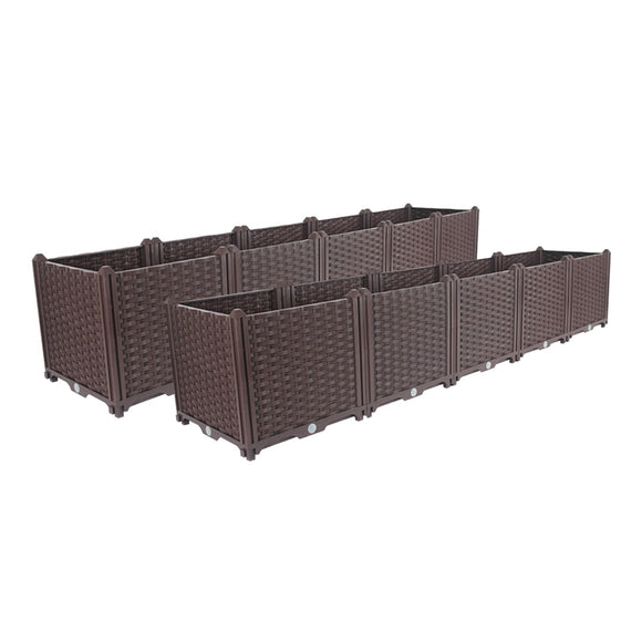NNEAGS 2X 200cm Raised Planter Box Vegetable Herb Flower Outdoor Plastic Plants Garden Bed Deepen