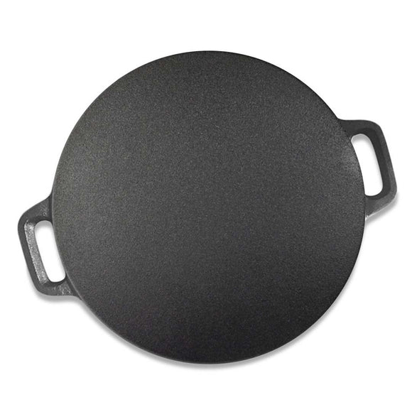 NNEAGS 37cm Cast Iron Induction Crepes Pan Baking Cookie Pancake Pizza Bakeware