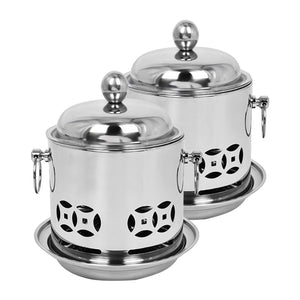 NNEAGS 2X Stainless Steel Mini Asian Buffet Hot Pot Single Person Shabu Alcohol Stove Burner with Lid