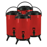NNEAGS 4X 18L Stainless Steel Insulated Milk Tea Barrel Hot and Cold Beverage Dispenser Container with Faucet Red