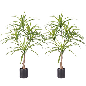 NNEAGS 2X 90cm Artificial Natural Green Dracaena Dragon Tree Fake Tropical Indoor Plant Home Office Decor