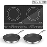 NNEAGS Dual Burners Cooktop Stove With 20cm and 26cm Induction Frying Pan Skillet