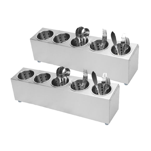 NNEAGS 2X 18/10 Stainless Steel Conical Utensils Cutlery Holder with 5 Holes