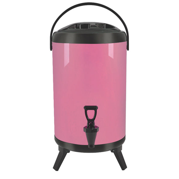 NNEAGS 18L Stainless Steel Insulated Milk Tea Barrel Hot and Cold Beverage Dispenser Container with Faucet Pink