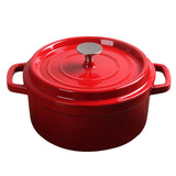NNEAGS Cast Iron Enamel 24cm Porcelain Stewpot Casserole Stew Cooking Pot With Lid 3.6L Red