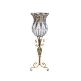 NNEAGS 85cm European Clear Glass Floor Home Decor Flower Vase with Tall Metal Stand