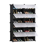NNEAGS 8 Tier 2 Column Shoe Rack Organizer Sneaker Footwear Storage Stackable Stand Cabinet Portable Wardrobe with Cover