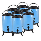 NNEAGS 8X 8L Stainless Steel Insulated Milk Tea Barrel Hot and Cold Beverage Dispenser Container with Faucet Blue