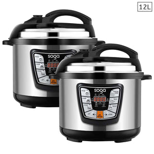 NNEAGS 2X Stainless Steel Electric Pressure Cooker 12L Nonstick 1600W