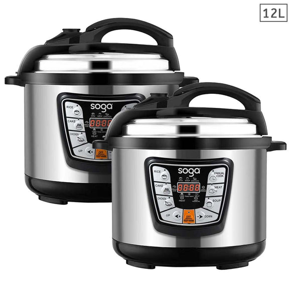 NNEAGS 2X Stainless Steel Electric Pressure Cooker 12L Nonstick 1600W
