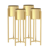 NNEAGS 4X 90cm Gold Metal Plant Stand with Flower Pot Holder Corner Shelving Rack Indoor Display