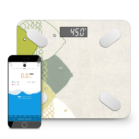 NNEAGS Wireless Bluetooth Digital Body Fat Scale Bathroom Health Analyzer Weight Fish Design