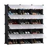 NNEAGS 8 Tier 3 Column Shoe Rack Organizer Sneaker Footwear Storage Stackable Stand Cabinet Portable Wardrobe with Cover