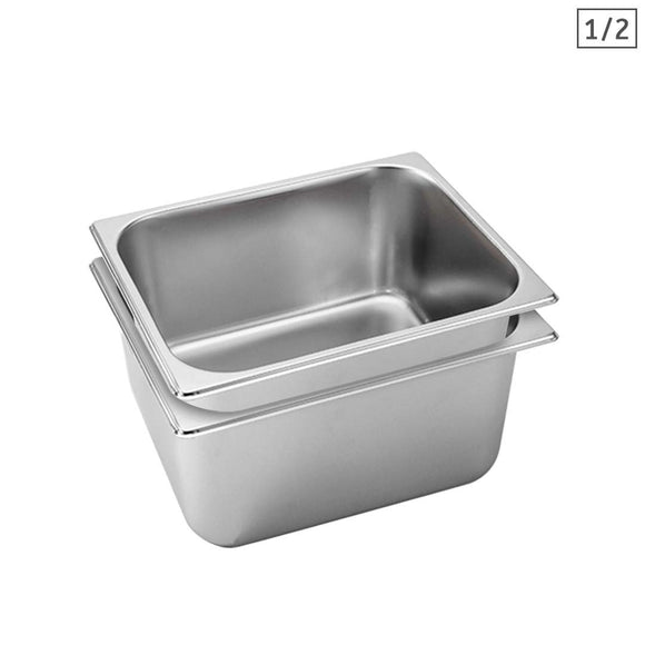NNEAGS 2X GN Pan Full Size 1/2 GN Pan 20cm Deep Stainless Steel Tray