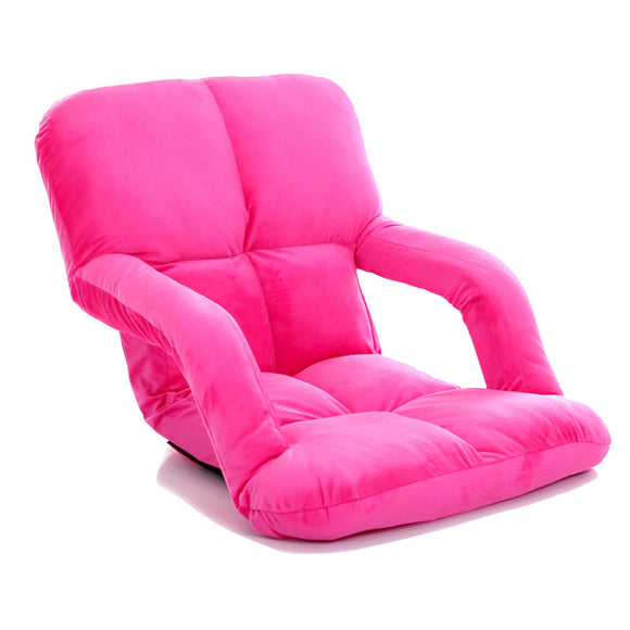NNEAGS Foldable Lounge Cushion Adjustable Floor Lazy Recliner Chair with Armrest Pink