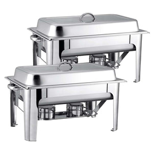 NNEAGS 2X 9L Stainless Steel Chafing Catering Dish Food Warmer