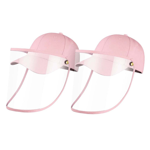 NNEAGS 2X Outdoor Protection Hat Anti-Fog Pollution Dust Protective Cap Full Face HD Shield Cover Kids Pink