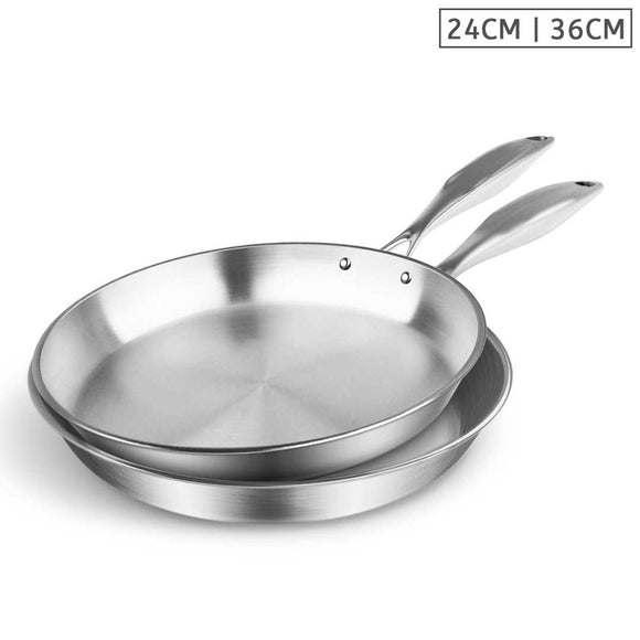 NNEAGS Stainless Steel Fry Pan 24cm 36cm Frying Pan Top Grade Induction Cooking