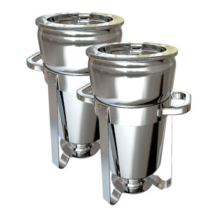 NNEAGS 2X 11L Round Stainless Steel Soup Warmer Marmite Chafer Full Size Catering Chafing Dish