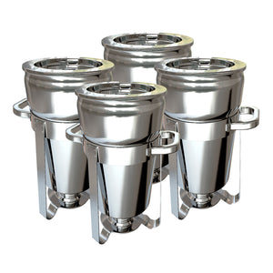NNEAGS 4X 11L Round Stainless Steel Soup Warmer Marmite Chafer Full Size Catering Chafing Dish