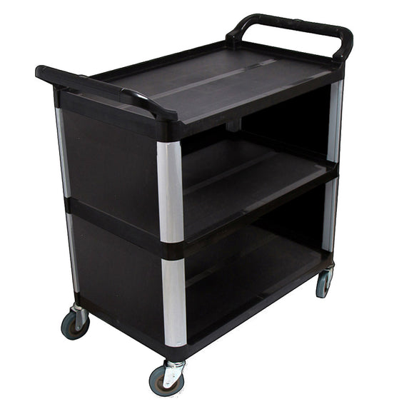 NNEAGS 3 Tier Covered Food Trolley Food Waste Cart Storage Mechanic Kitchen Black