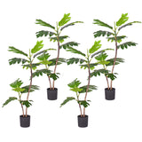 NNEAGS 4X 90cm 2-Trunk Artificial Natural Green Split-Leaf Philodendron Tree Fake Tropical Indoor Plant Home Office Decor