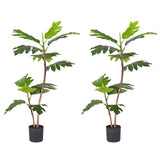 NNEAGS 2X 90cm 2-Trunk Artificial Natural Green Split-Leaf Philodendron Tree Fake Tropical Indoor Plant Home Office Decor