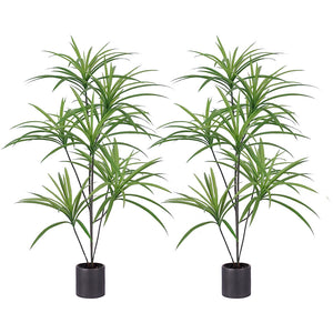 NNEAGS 2X 120cm Artificial Natural Green Dracaena Dragon Tree Fake Tropical Indoor Plant Home Office Decor